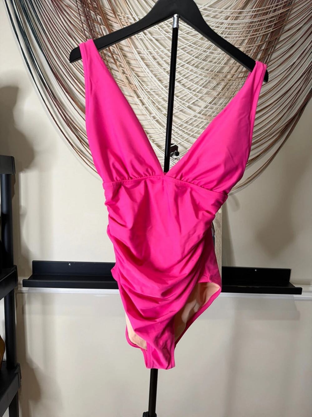 J.Crew hot pink V-neck swimsuit M EUC 2970